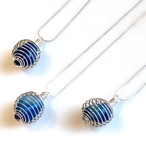 1 Blue Onyx Silver Chain Boinger Necklace